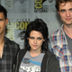 Taylor Lautner, Kristen Stewart and Robert Pattinson at a press conference for The Twilight Saga: New Moon press conference during Comic-Con 2009